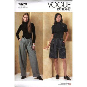 Vogue V2070 Misses 8 to 16 Wide Leg Shorts and Pants Uncut Sewing Pattern